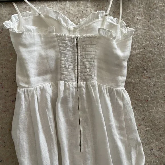 REFORMATION Prune frill-trim linen midi dress - Size 0 - Picture 5 of 5